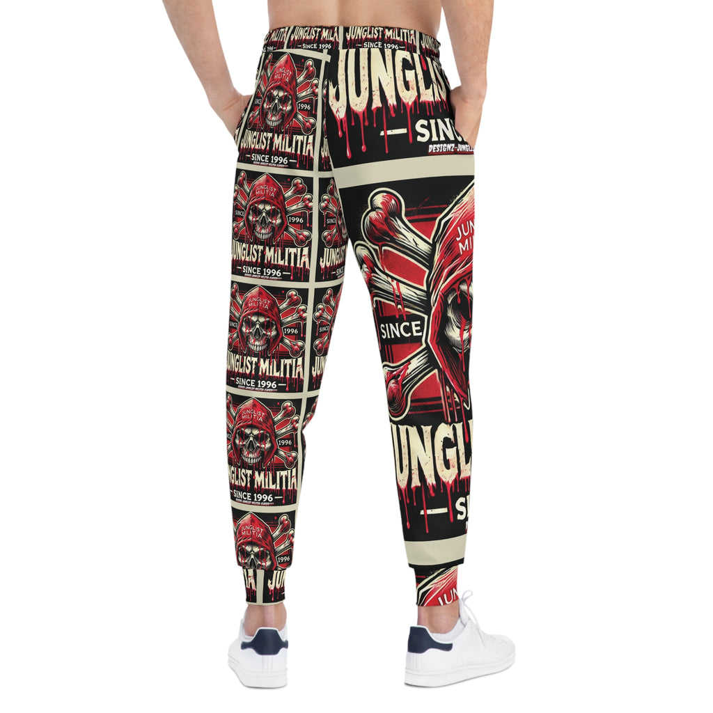 3rd Gen. Blood Red  Skull Athletic Joggers (AOP)- Junglist Militia Since 1996
