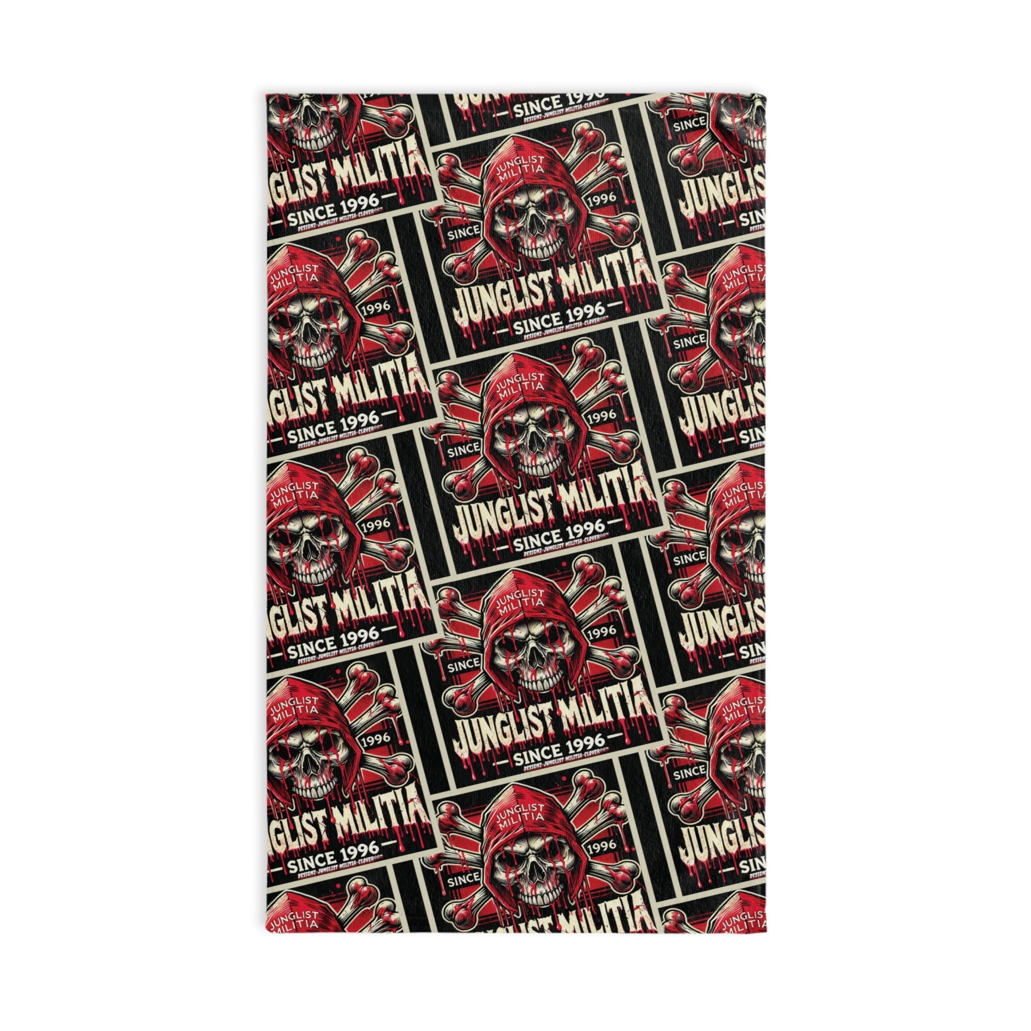 Blood Red Skull - Hand/Gym Towel - Junglist Militia Since 1996 3rd Generation logo