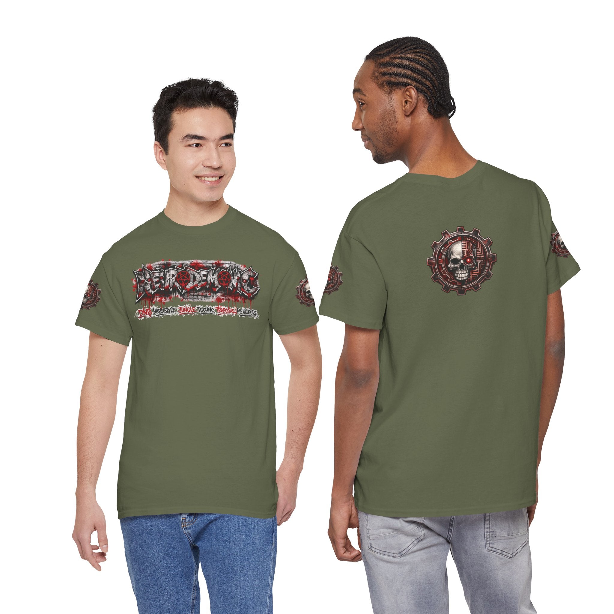 NEURODEMONIC - dnb hardstyle jungle techno trapcore metalcore Graffiti Skull Tee — Gildan Graphic Shirt