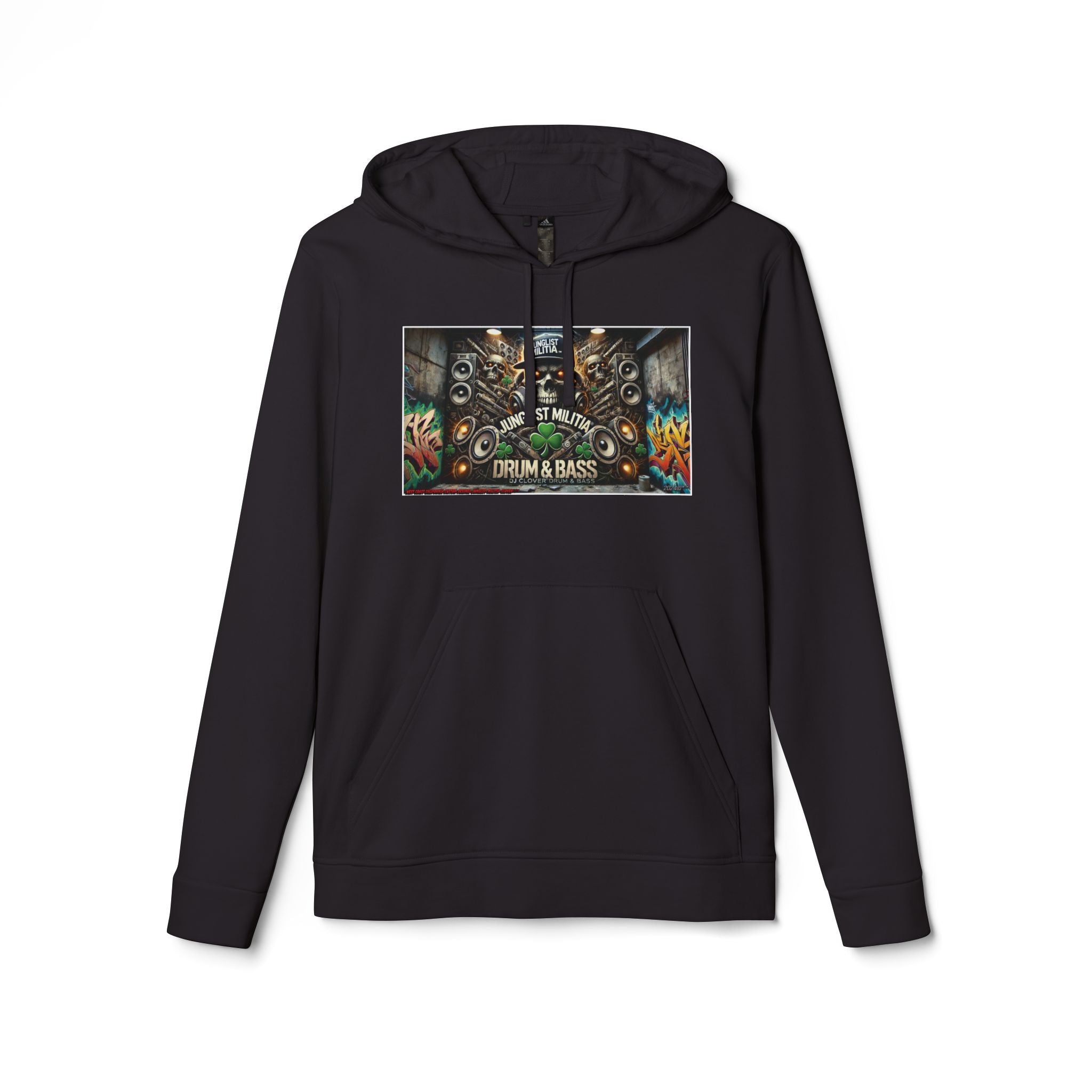 DJ CLOVER DRUM & BASS - CUSTOM adidas® Unisex Fleece Hoodie -  WEST COAST CALIFORNIA CUSTOM DESINGZ-JUNGLIST MILITIA-CLOVER