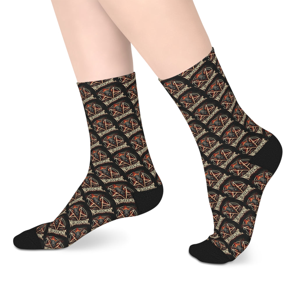 NeuroDemonic Infernal Baphomet Crew Socks – Premium Heavy Metal Streetwear Edition
