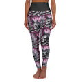 High Waisted Yoga Leggings - Pink Punk Skullz For Women - Junglist Militia Since 1996 dnb