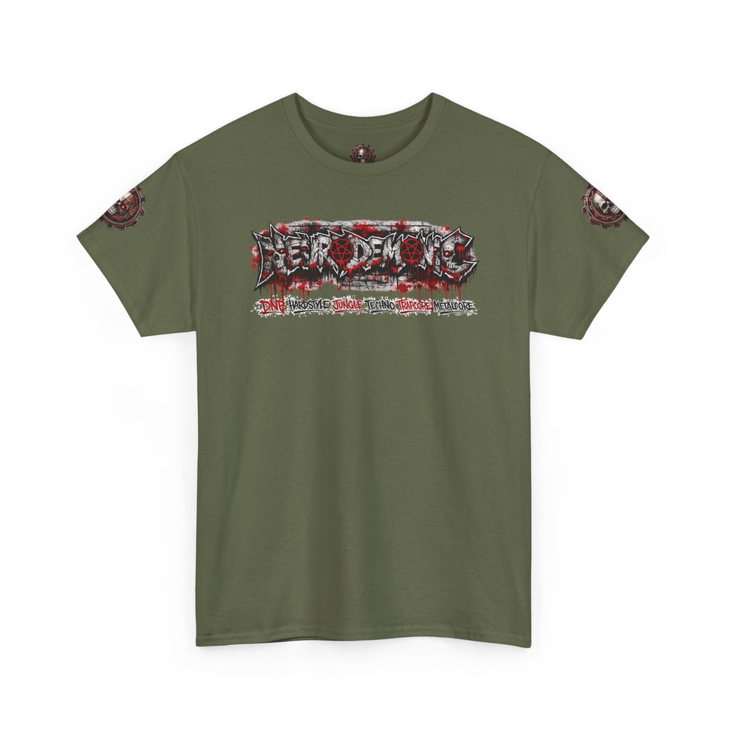 NEURODEMONIC - dnb hardstyle jungle techno trapcore metalcore Graffiti Skull Tee — Gildan Graphic Shirt