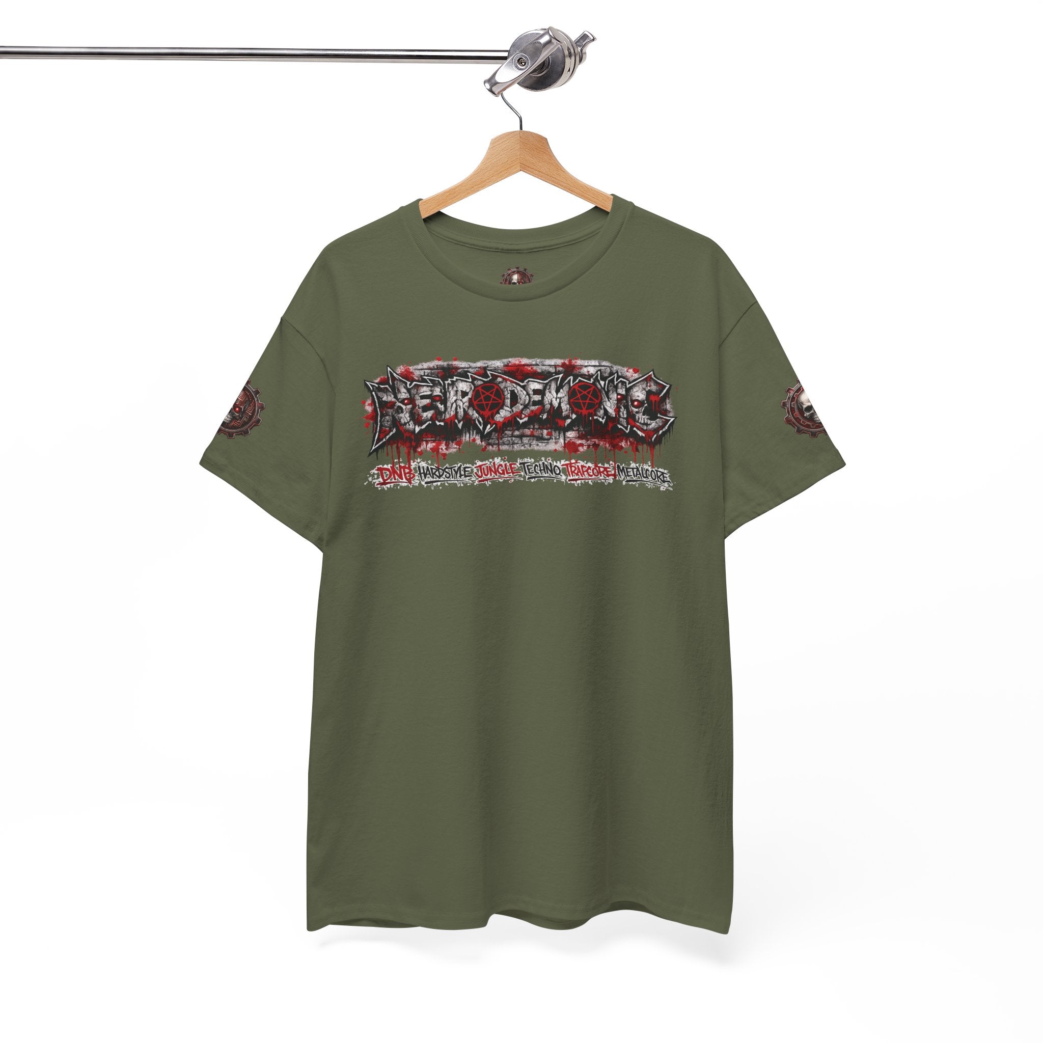 NEURODEMONIC - dnb hardstyle jungle techno trapcore metalcore Graffiti Skull Tee — Gildan Graphic Shirt