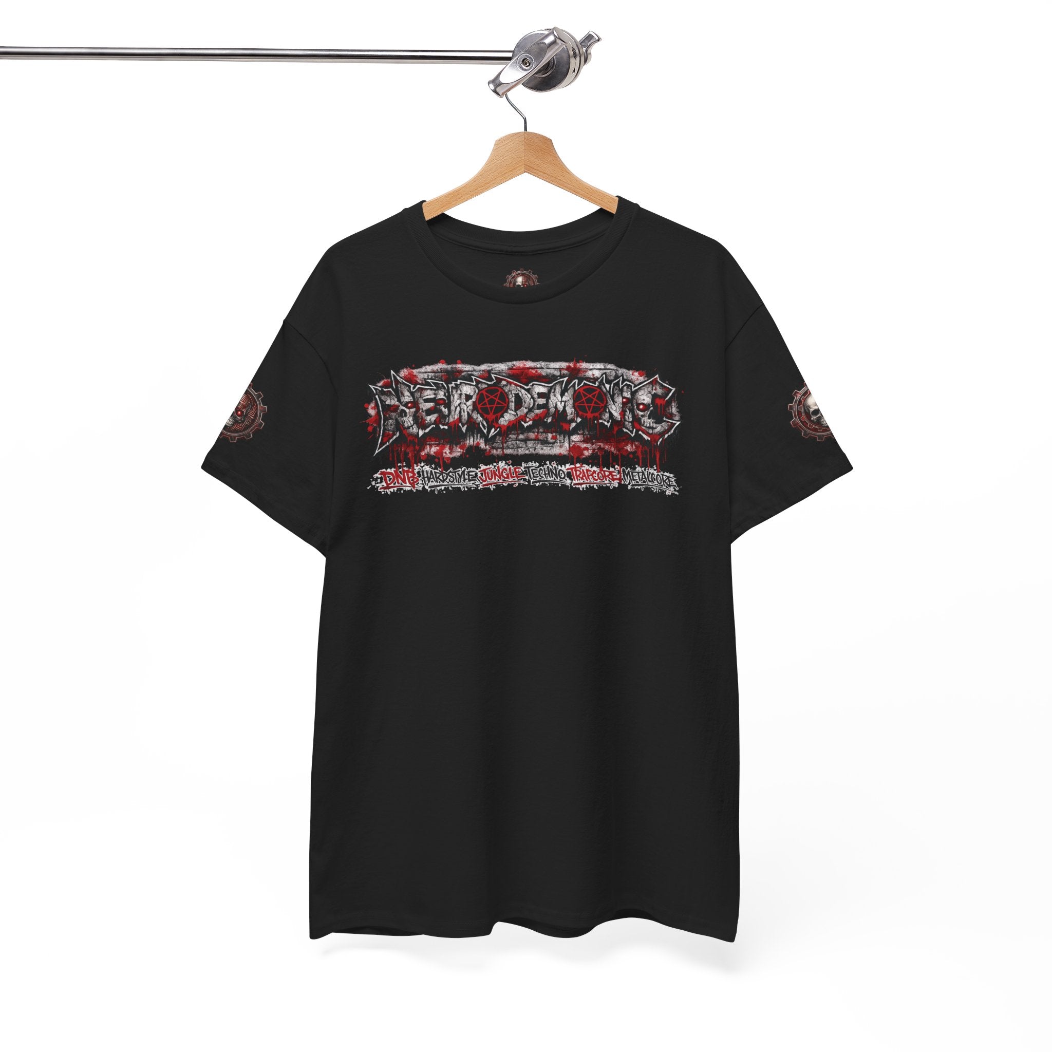 NEURODEMONIC - dnb hardstyle jungle techno trapcore metalcore Graffiti Skull Tee — Gildan Graphic Shirt