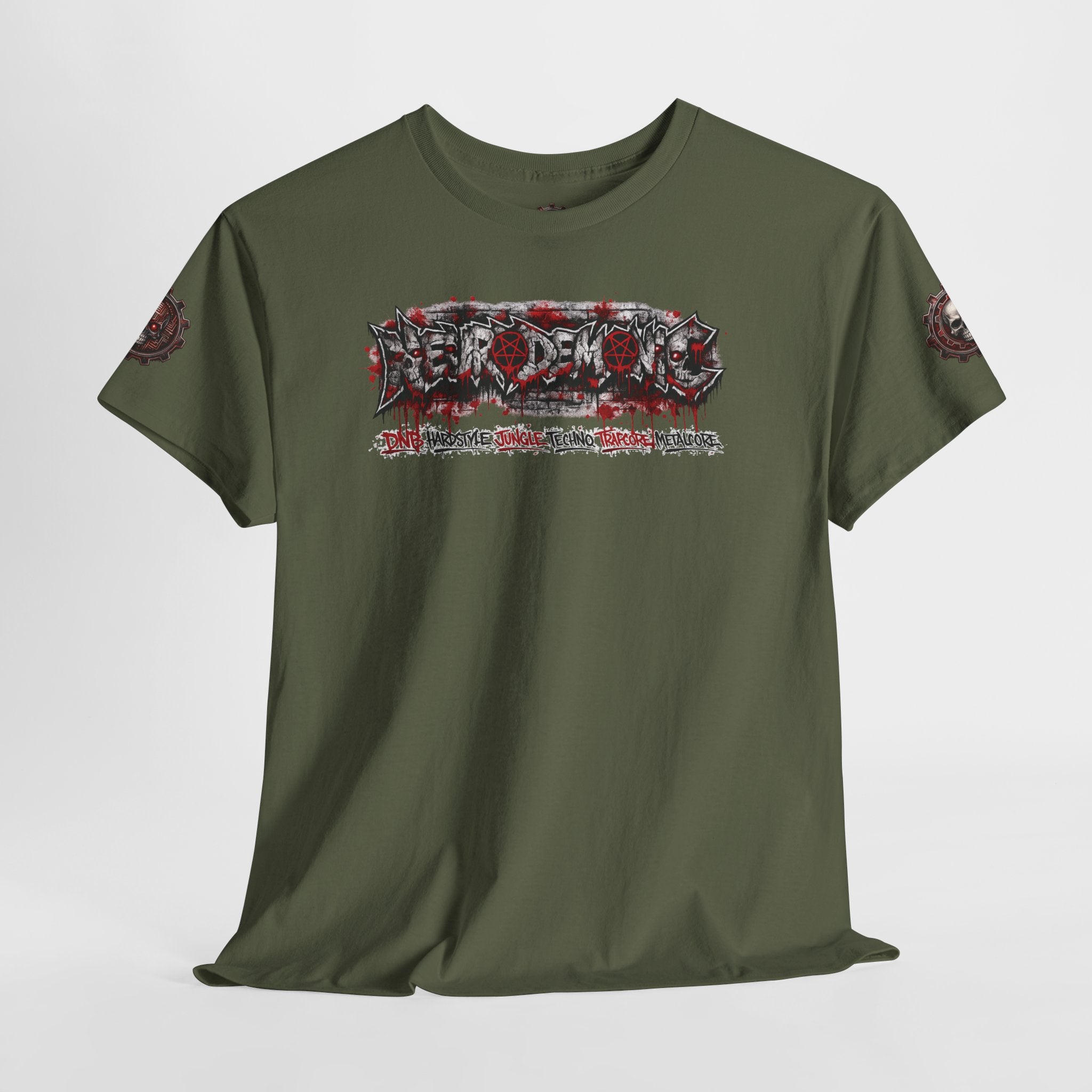 NEURODEMONIC - dnb hardstyle jungle techno trapcore metalcore Graffiti Skull Tee — Gildan Graphic Shirt