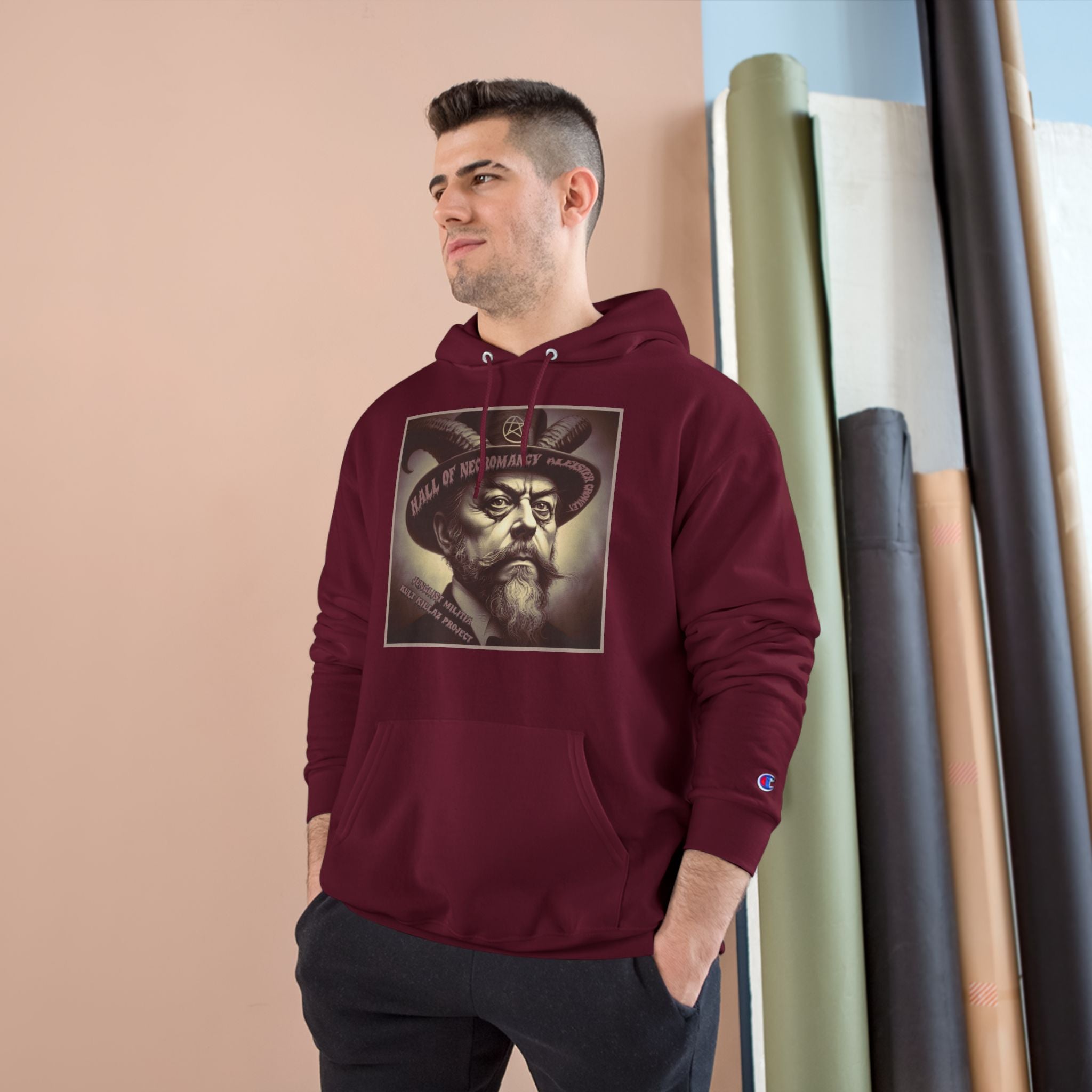 Champion Hoodie-Hall of Necromancy-Aleister Crowley-JUNGLIST MILITIA-KULT KILLAZ PROJECT