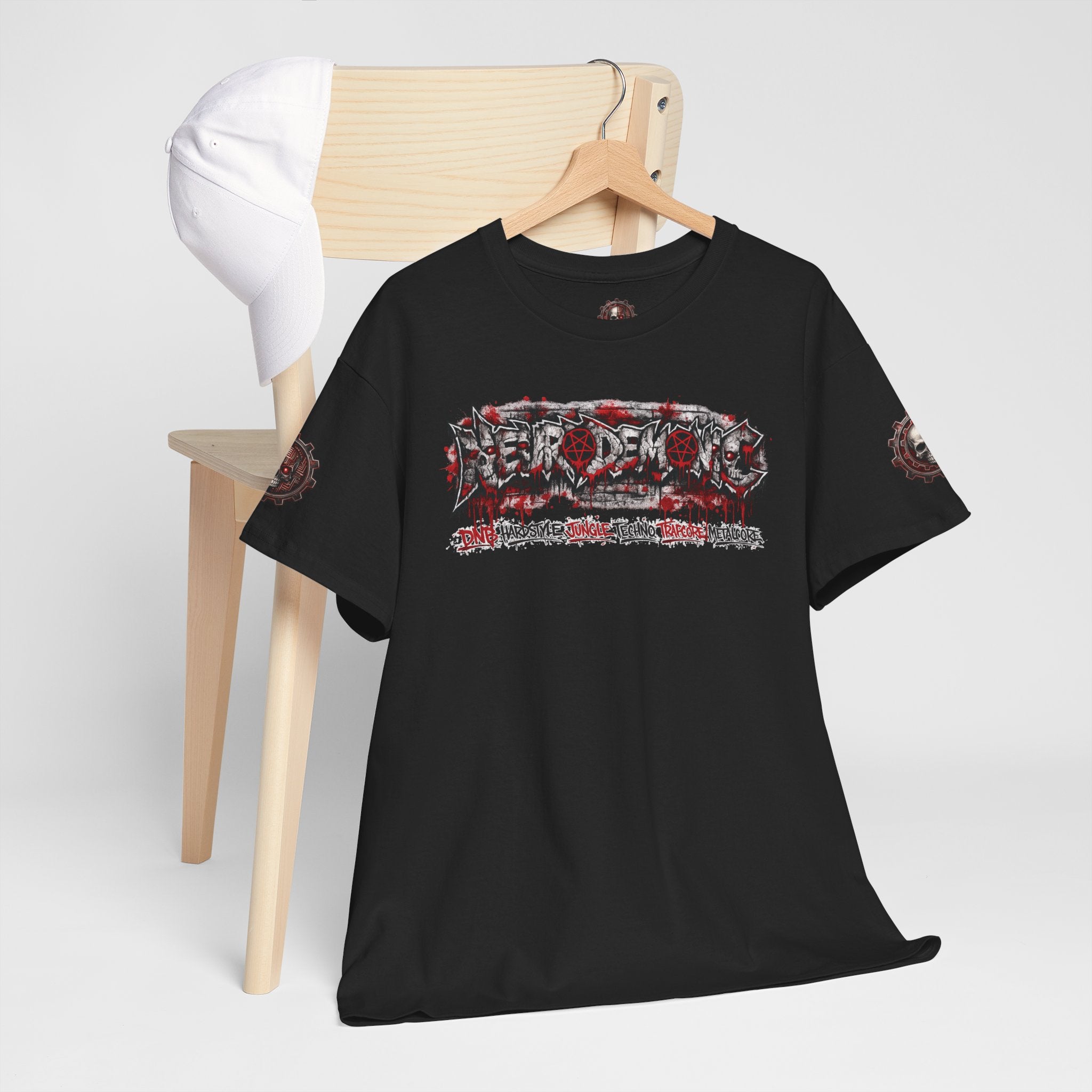NEURODEMONIC - dnb hardstyle jungle techno trapcore metalcore Graffiti Skull Tee — Gildan Graphic Shirt