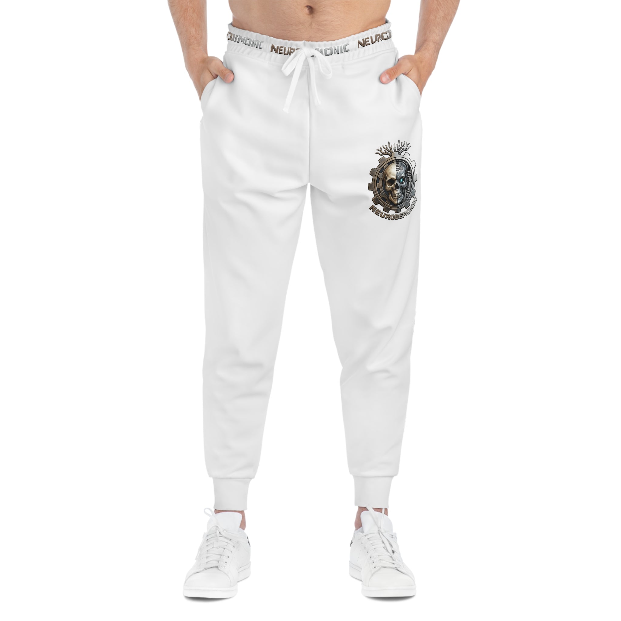 NeuroDemonic Logo Joggers – Premium White Streetwear Sweatpants