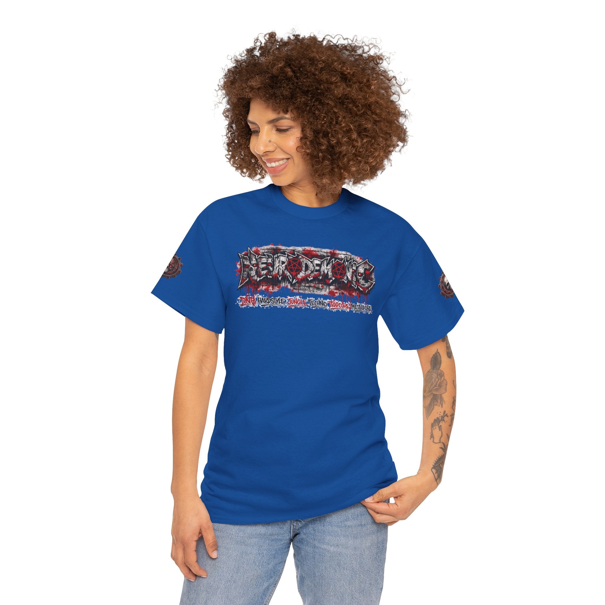 NEURODEMONIC - dnb hardstyle jungle techno trapcore metalcore Graffiti Skull Tee — Gildan Graphic Shirt