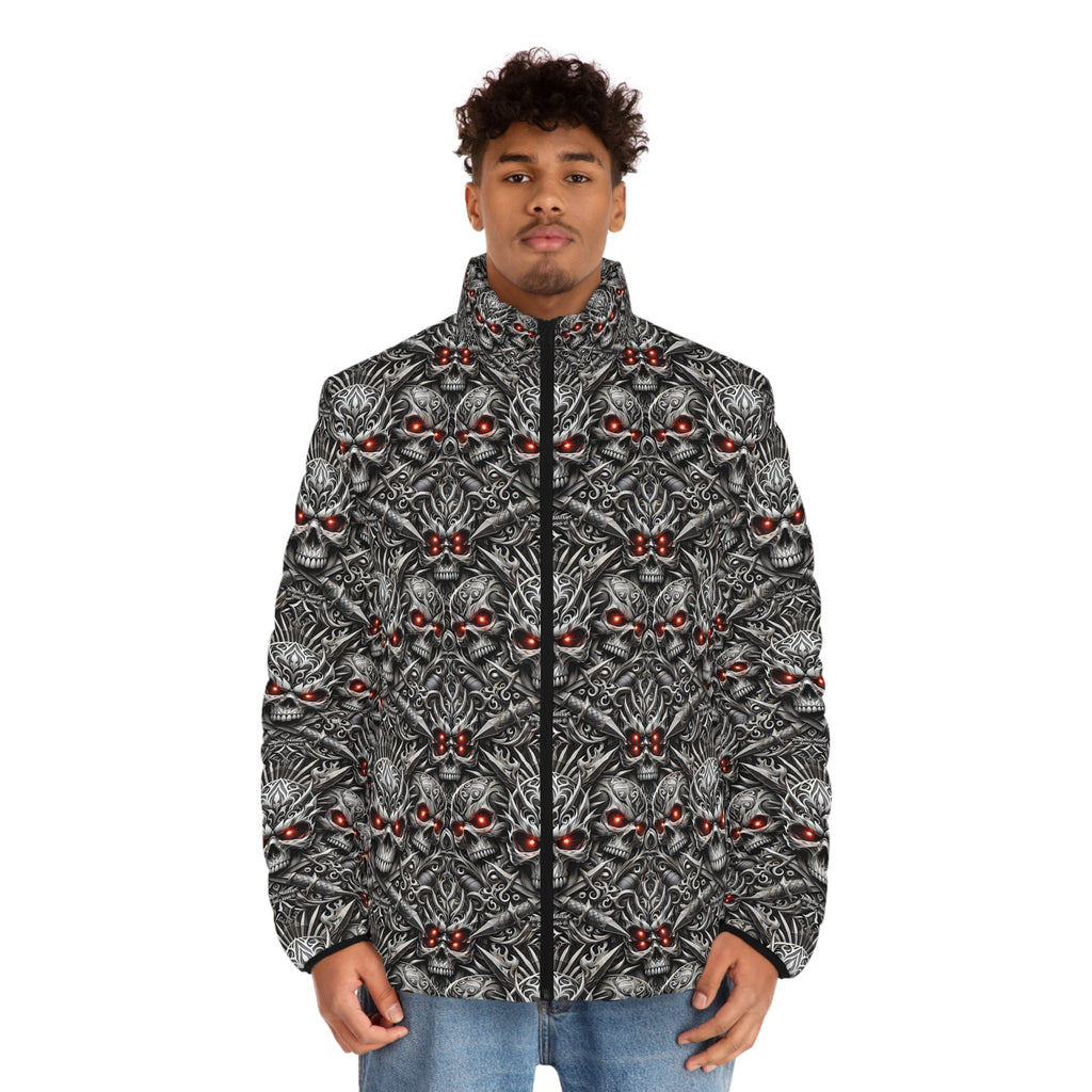 Men's Medieval Skulls Puffer Jacket (AOP) - Junglist Militia Since 1996