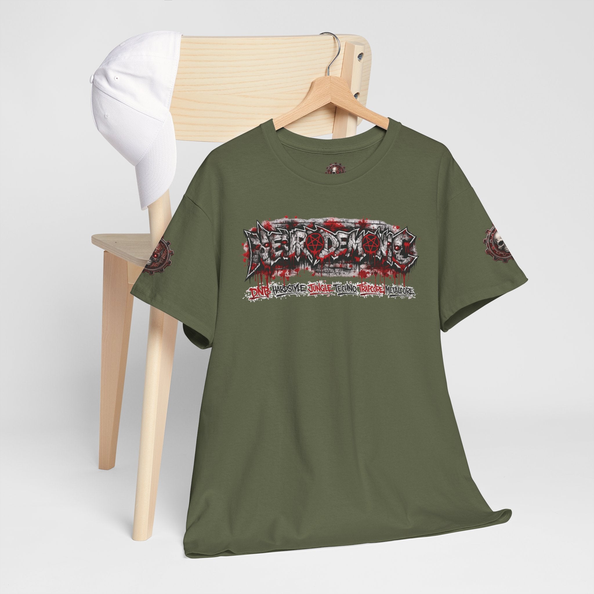 NEURODEMONIC - dnb hardstyle jungle techno trapcore metalcore Graffiti Skull Tee — Gildan Graphic Shirt