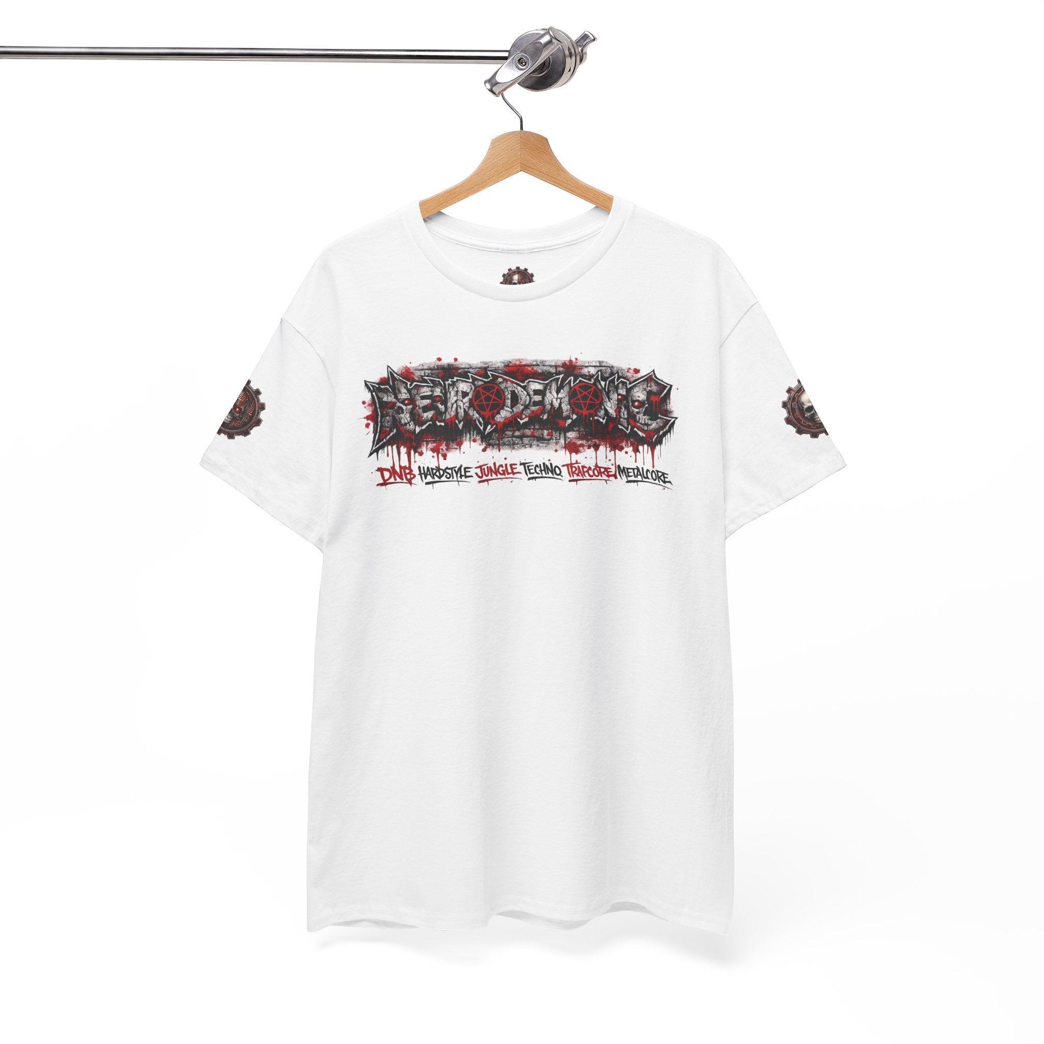 NEURODEMONIC - dnb hardstyle jungle techno trapcore metalcore Graffiti Skull Tee — Gildan Graphic Shirt