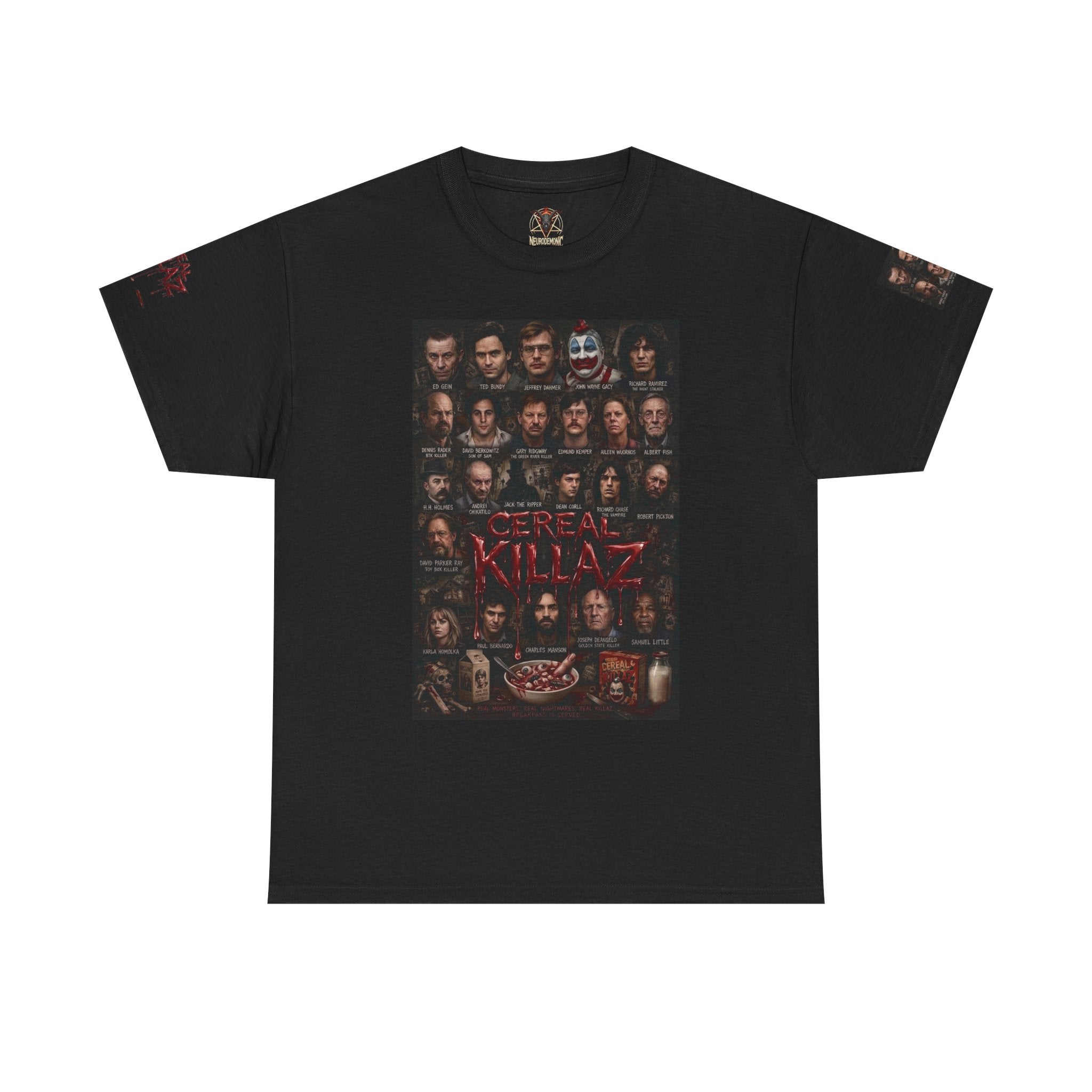 CEREAL KILLAZ™ True Crime Horror Graphic T-Shirt | Gothic Streetwear | NeuroDemonic