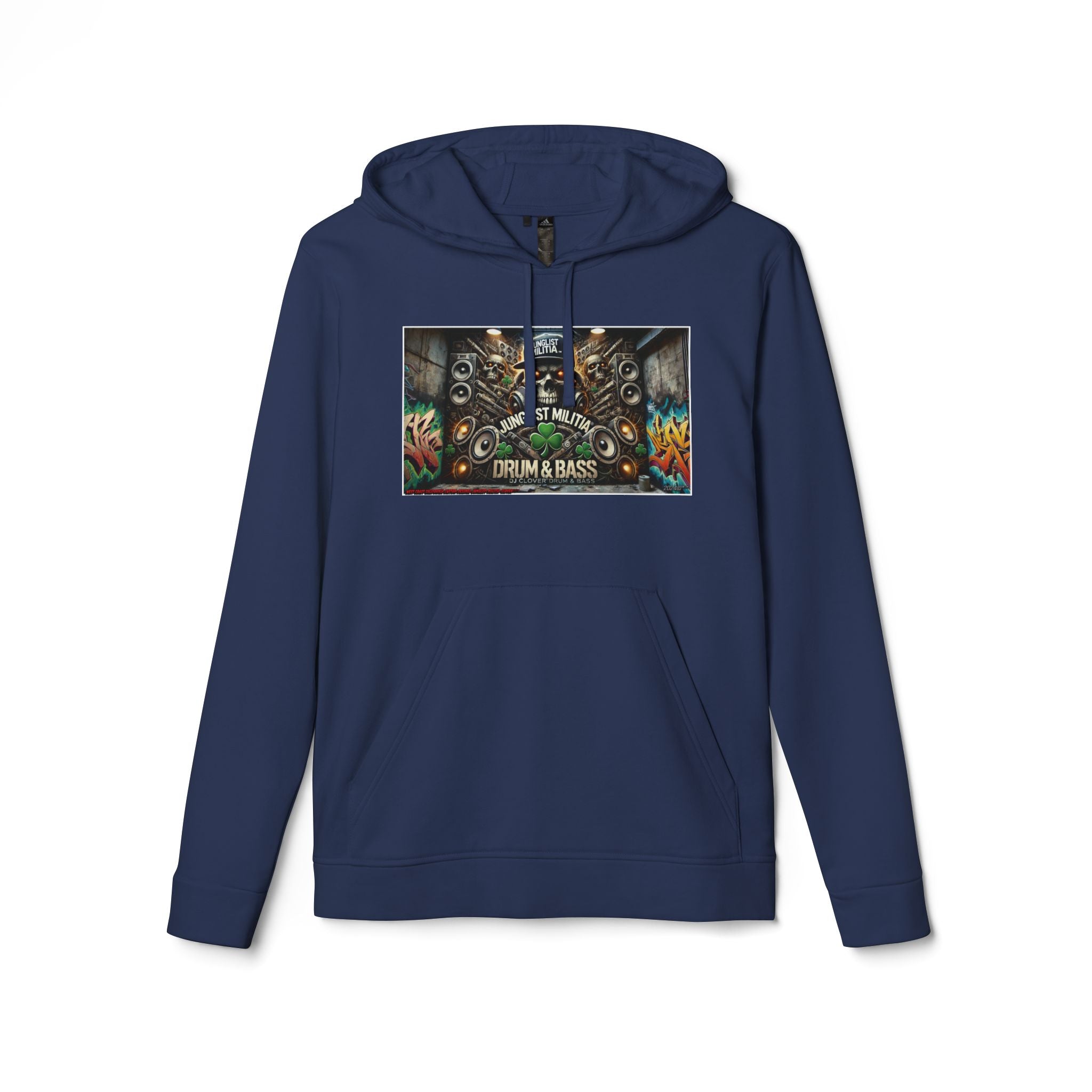 DJ CLOVER DRUM & BASS - CUSTOM adidas® Unisex Fleece Hoodie -  WEST COAST CALIFORNIA CUSTOM DESINGZ-JUNGLIST MILITIA-CLOVER