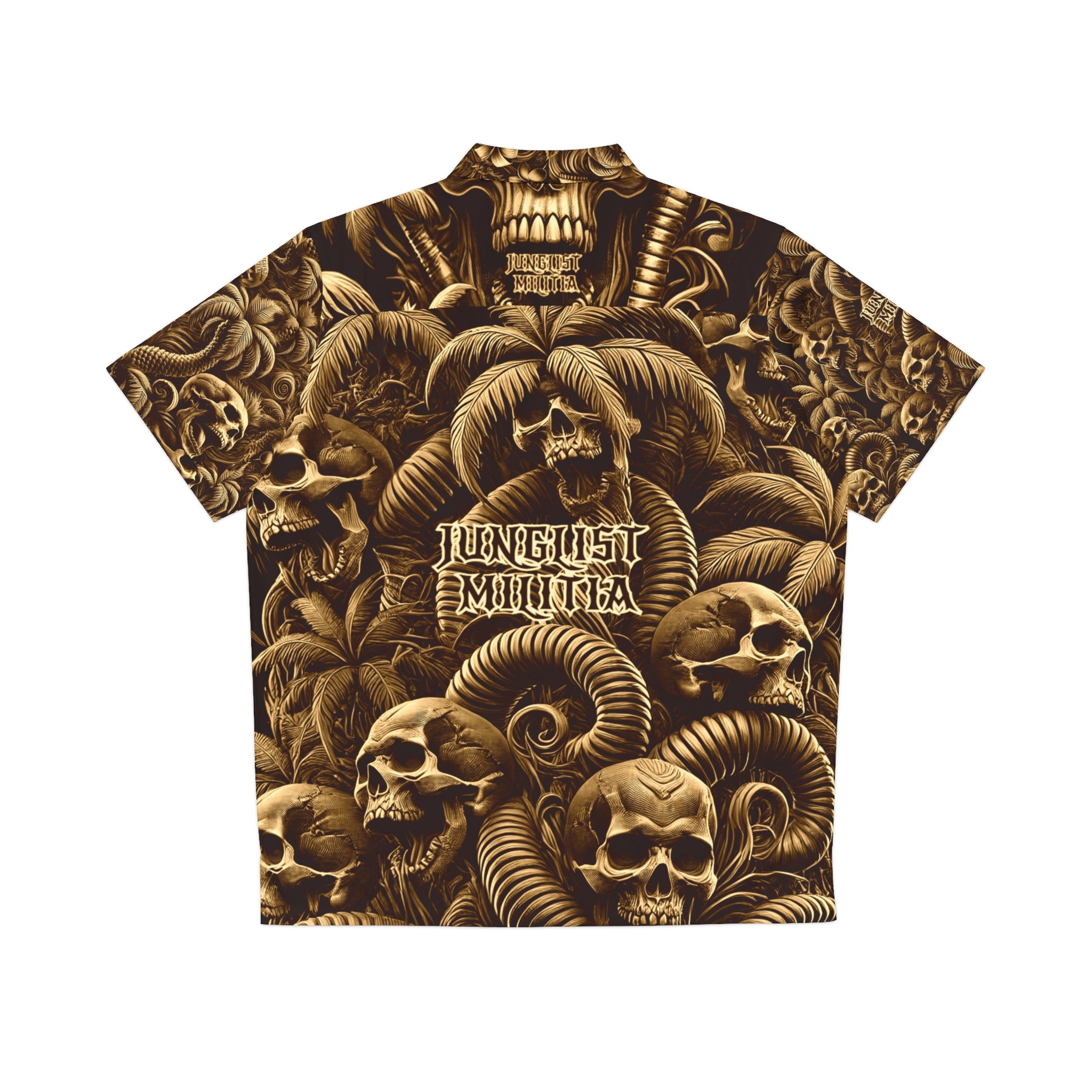 Men's Hawaiian VooDoo Tribal Skullz and Palm Treez Shirt (AOP) - Junglist militia Since 1996