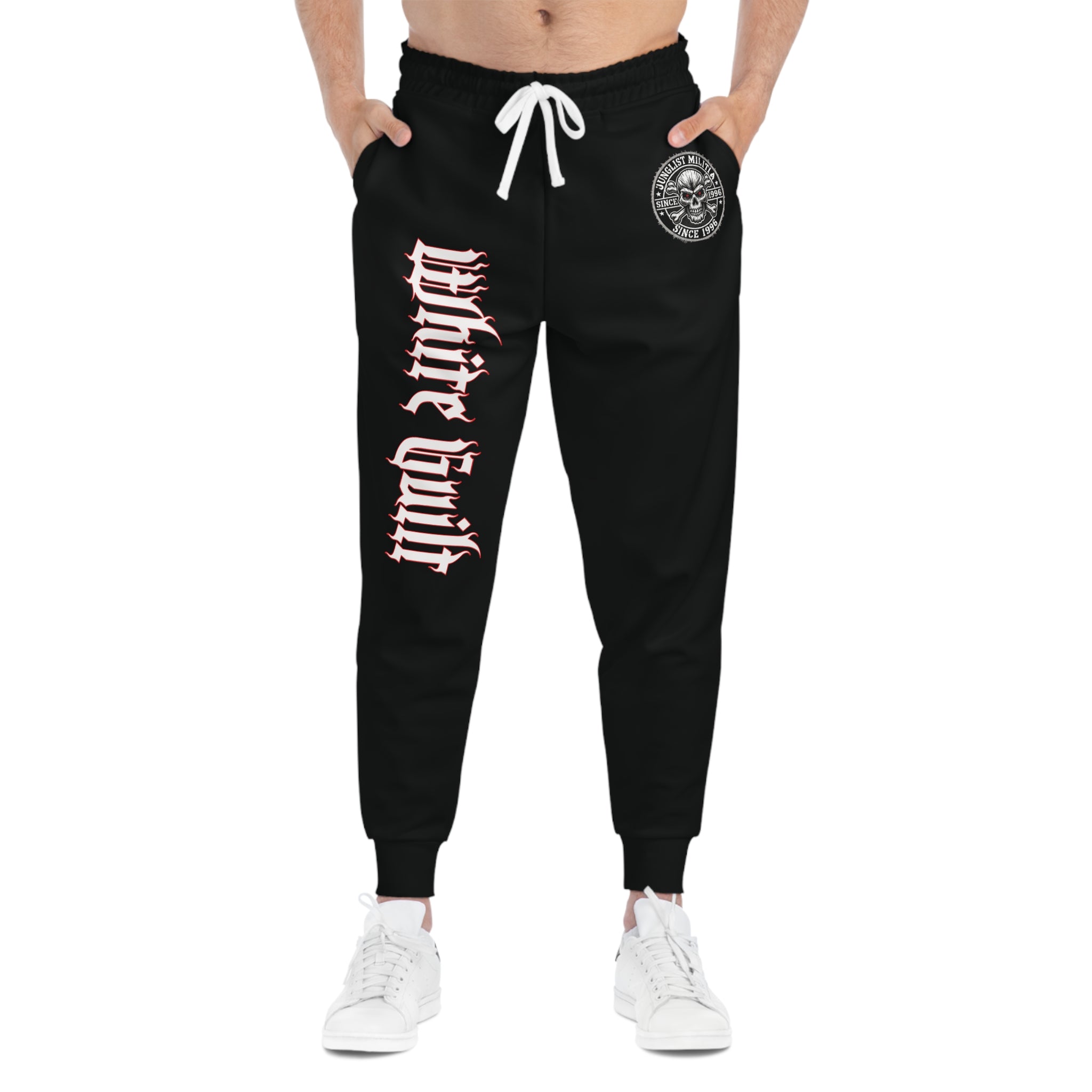White Guilt Paranormal Stench Skull Fuckers - Athletic Joggers - Junglist Militia Since 1996