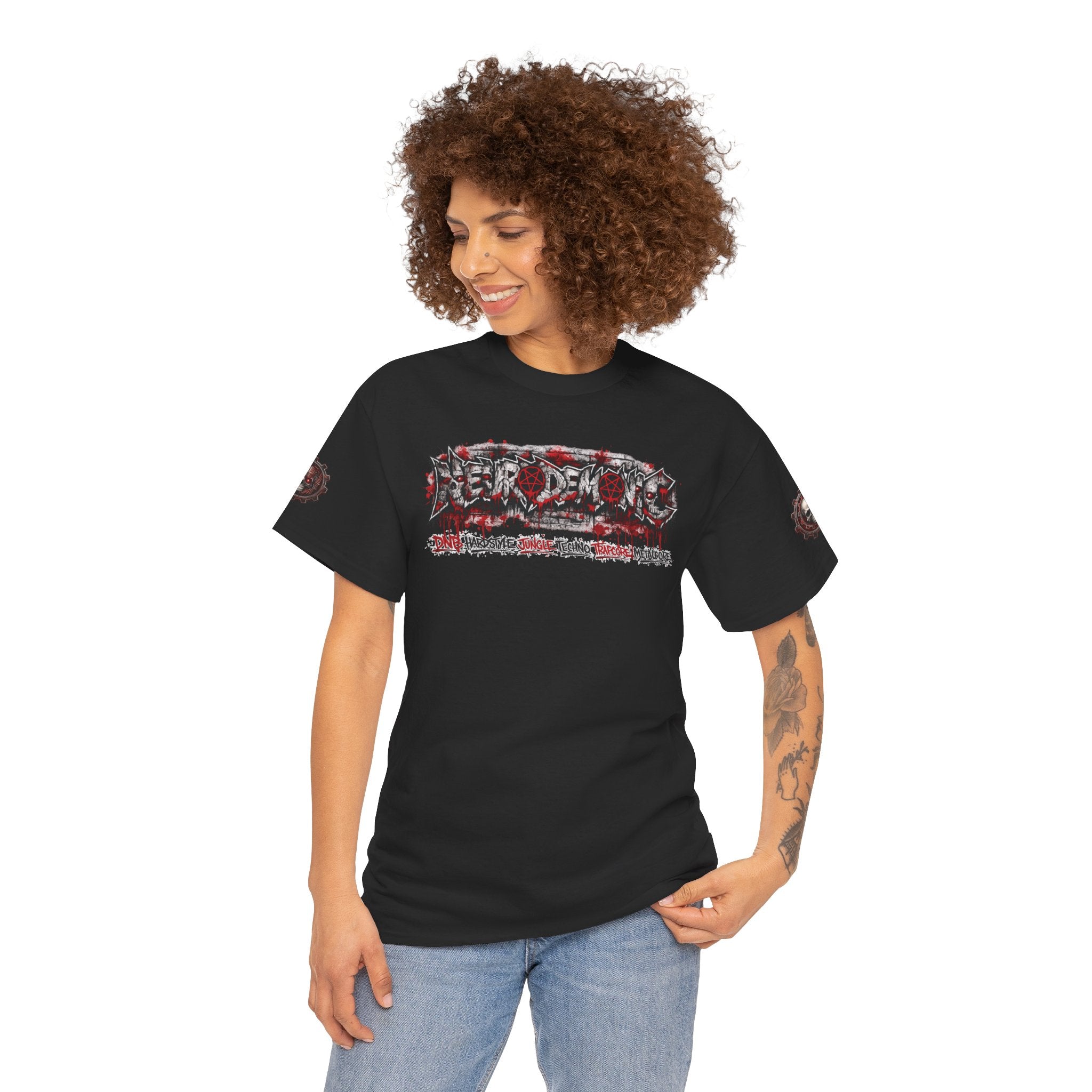 NEURODEMONIC - dnb hardstyle jungle techno trapcore metalcore Graffiti Skull Tee — Gildan Graphic Shirt
