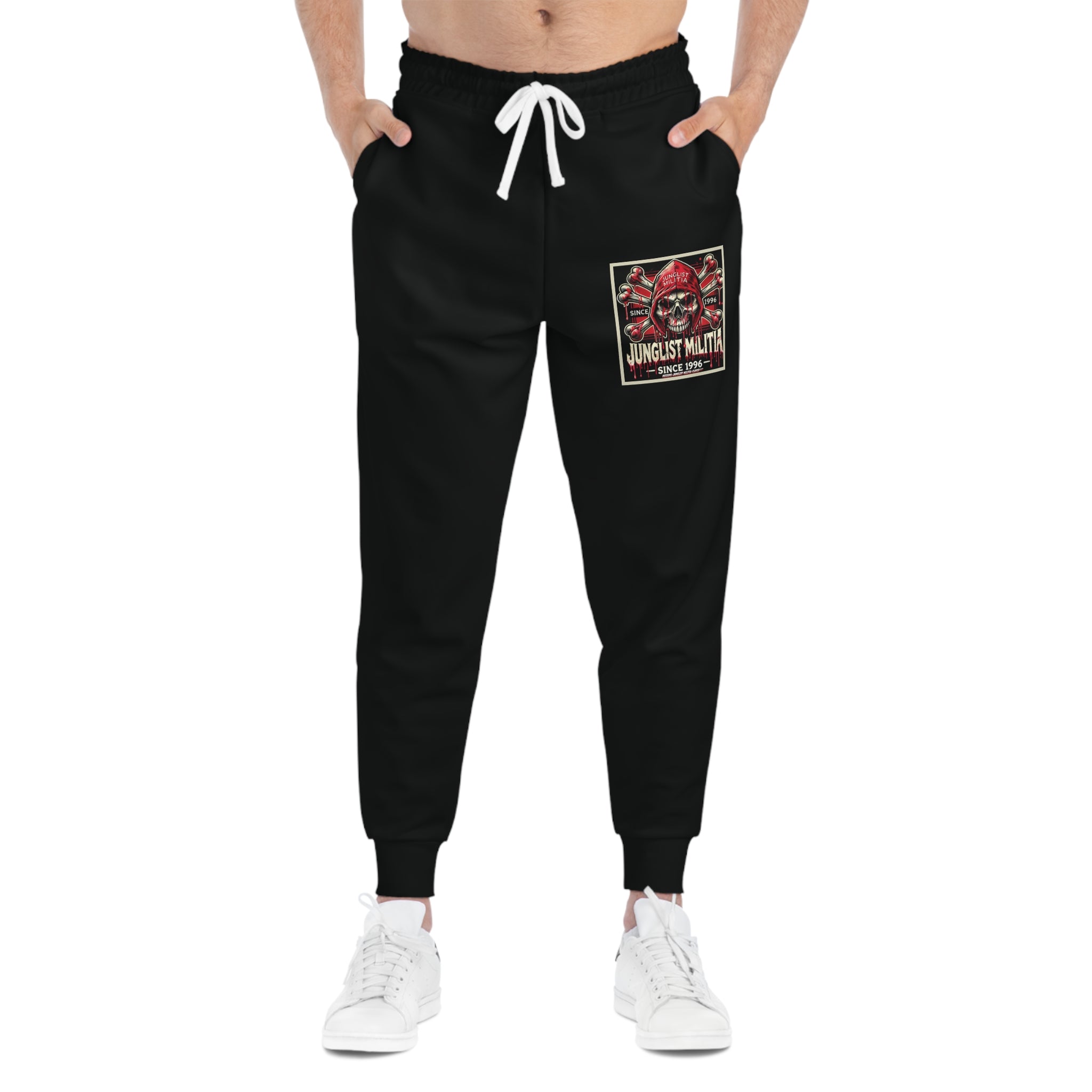 3rd and 4th Gen. Blood Red Skull logo sports bottoms Junglist Militia Since 1996 - Junglist Militia Since 1996