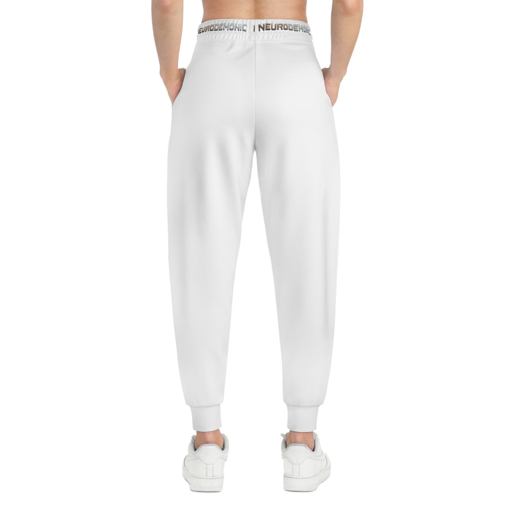 NeuroDemonic Logo Joggers – Premium White Streetwear Sweatpants