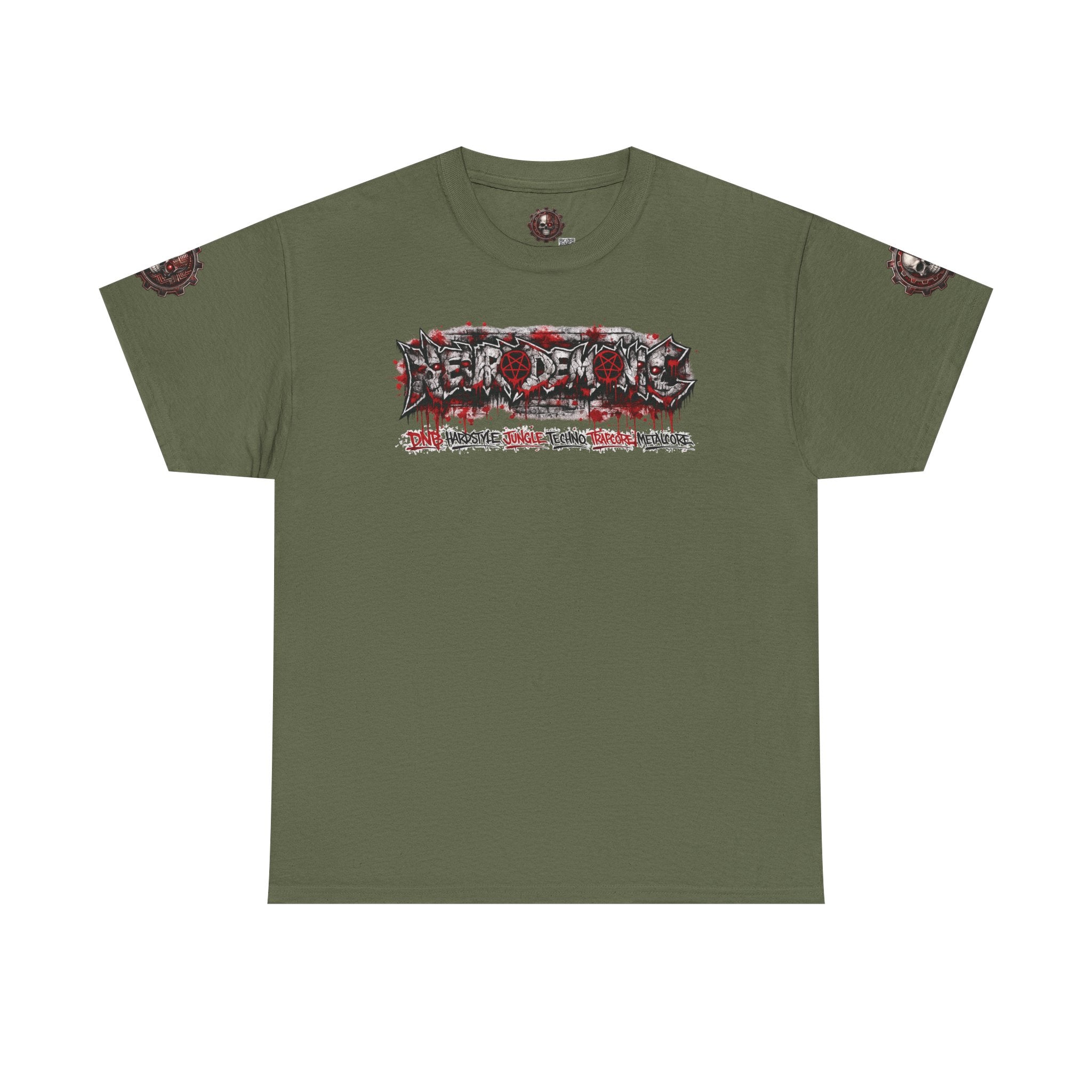 NEURODEMONIC - dnb hardstyle jungle techno trapcore metalcore Graffiti Skull Tee — Gildan Graphic Shirt