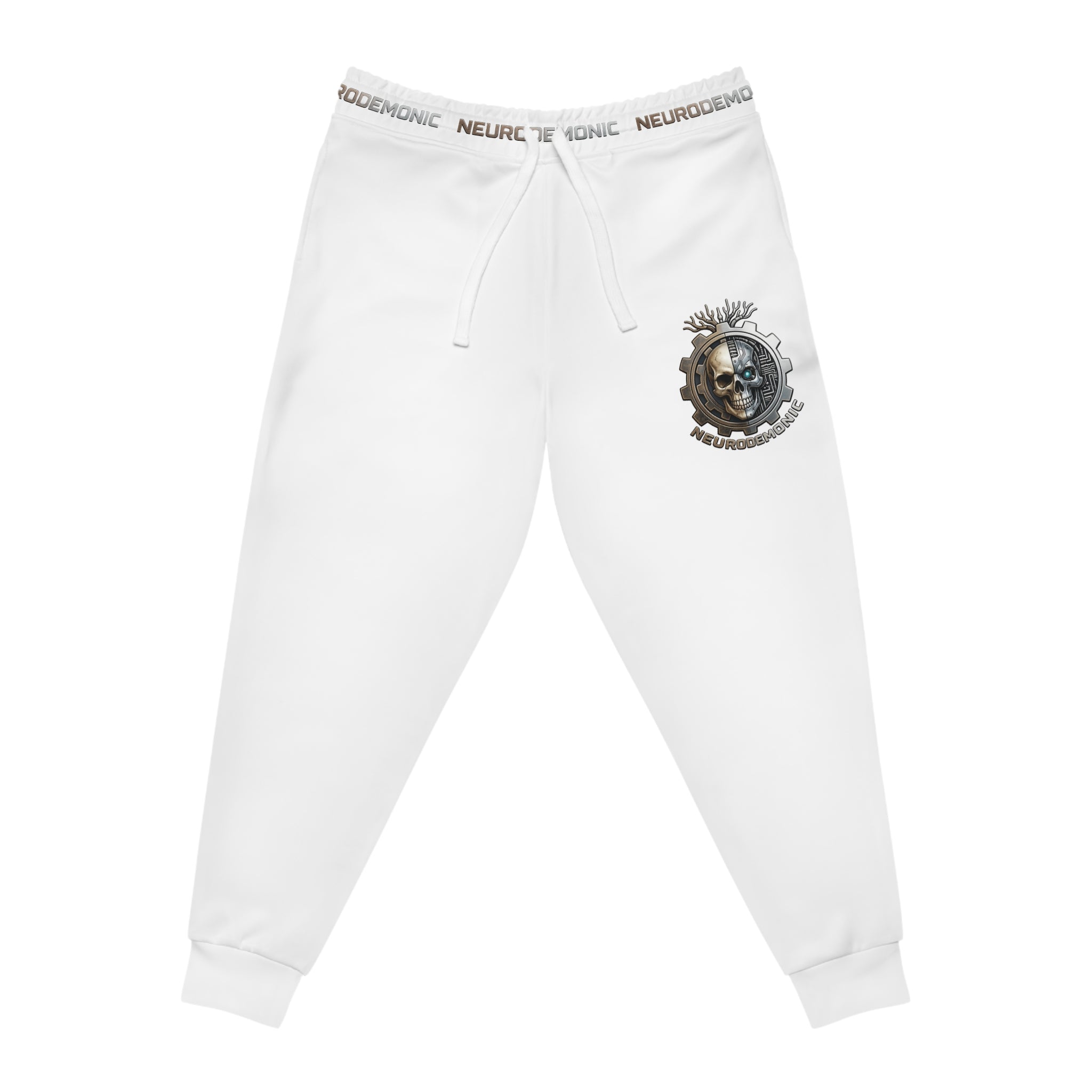 NeuroDemonic Logo Joggers – Premium White Streetwear Sweatpants