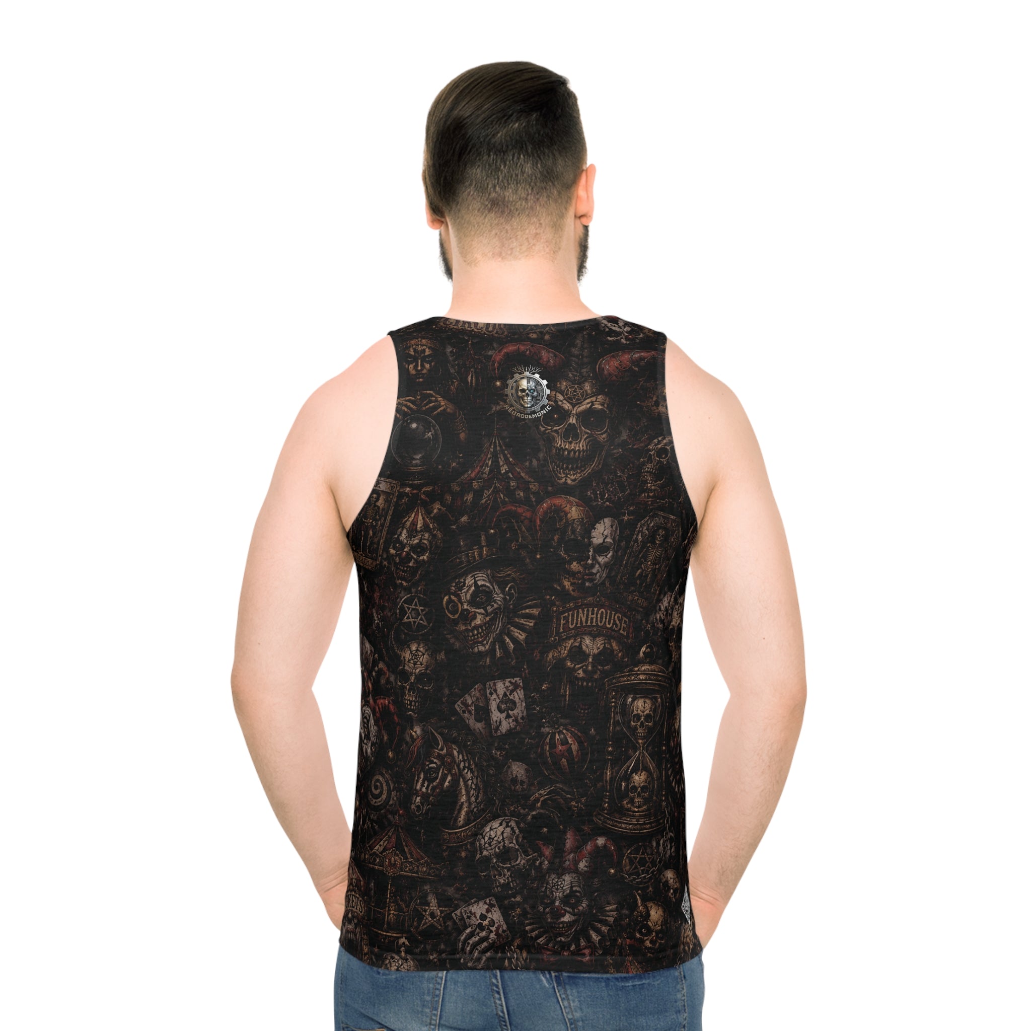 NeuroDemonic Carnival of the Damned Tank Top – Premium Horror Circus Streetwear Edition
