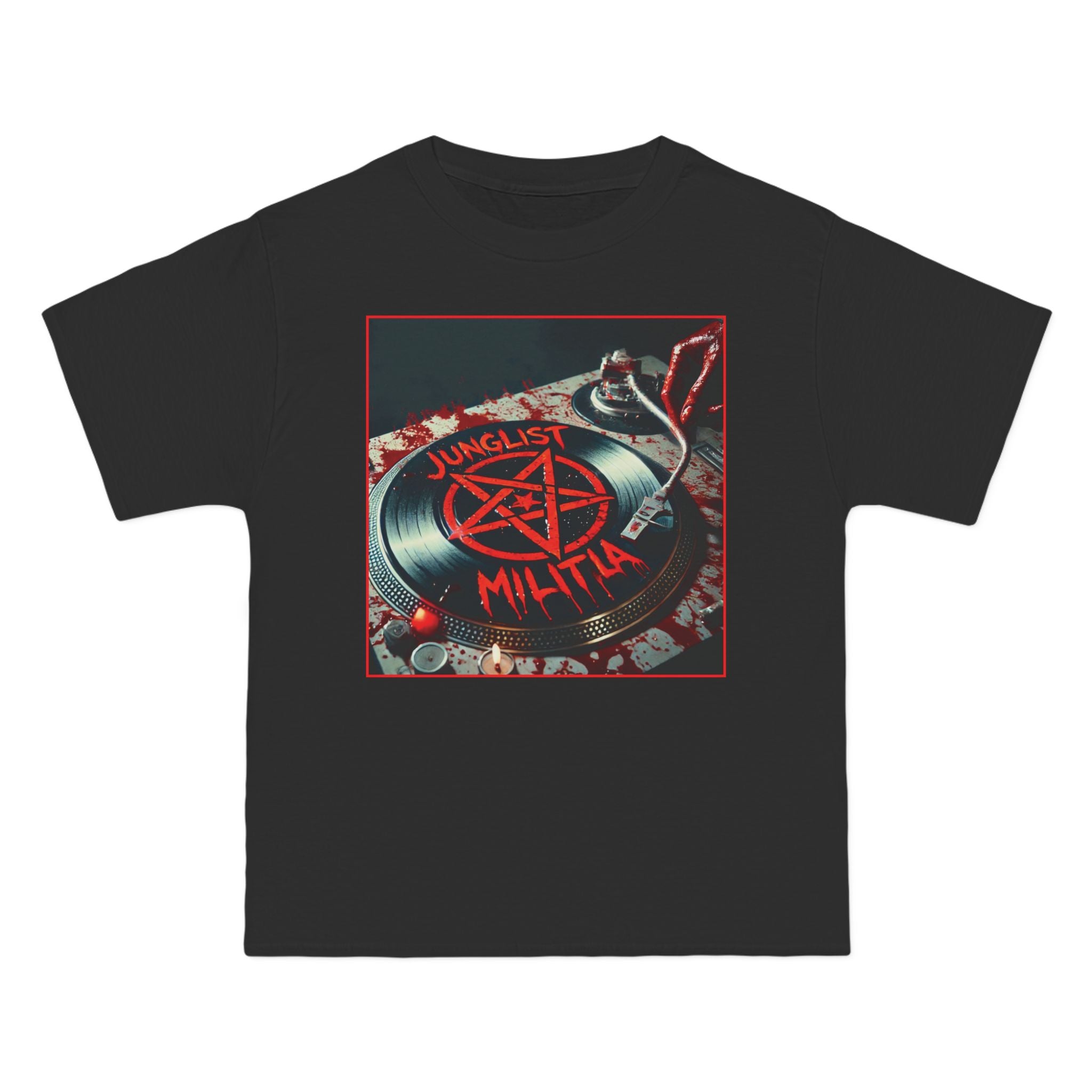 Beefy-T®  Short-Sleeve T- JUNGLIST MILITIA Blood Soaked Pentagram Turntable