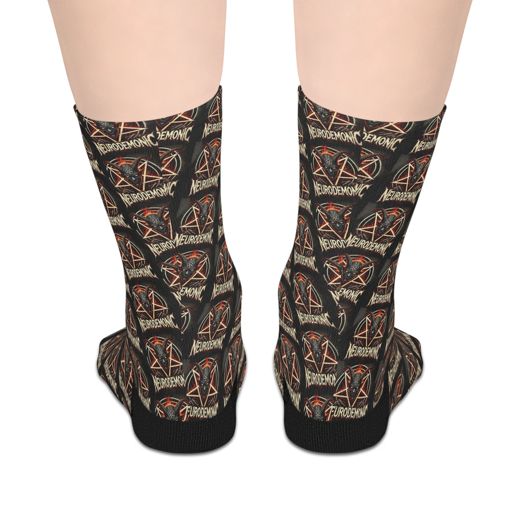 NeuroDemonic Infernal Baphomet Crew Socks – Premium Heavy Metal Streetwear Edition