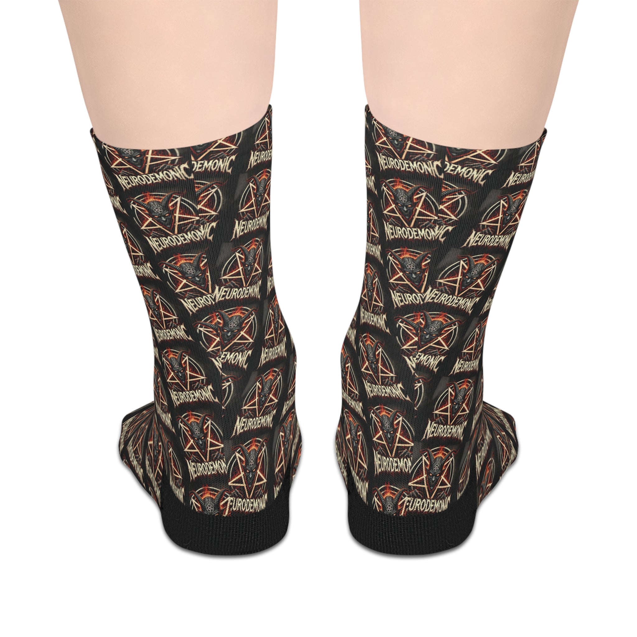 NeuroDemonic Infernal Baphomet Crew Socks – Premium Heavy Metal Streetwear Edition